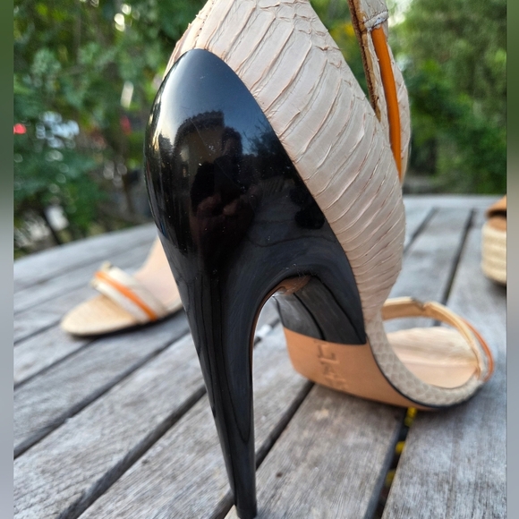 L.A.M.B. Beige and Orange Heels - Picture 16 of 16